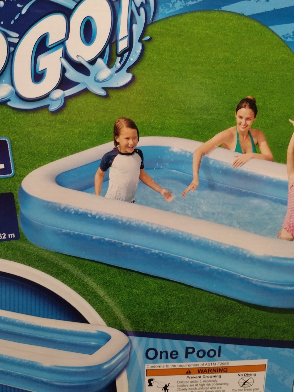 Blue and White Inflatable Kids Pool - One Pool